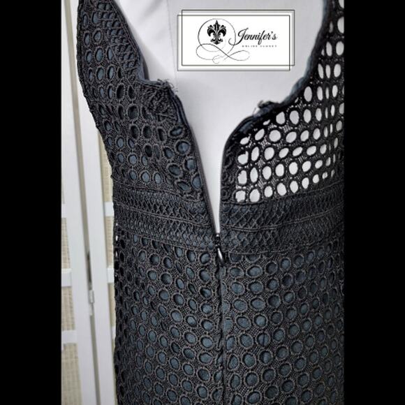 Dex Women's Black 2-Layered Crochet Eyelet Sleeveless Dress Size Large - Picture 6 of 13